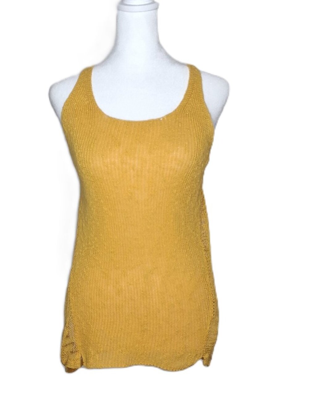 Anthropologie Sparrow Mustard Yellow Knit Tank High-Low Hemline
